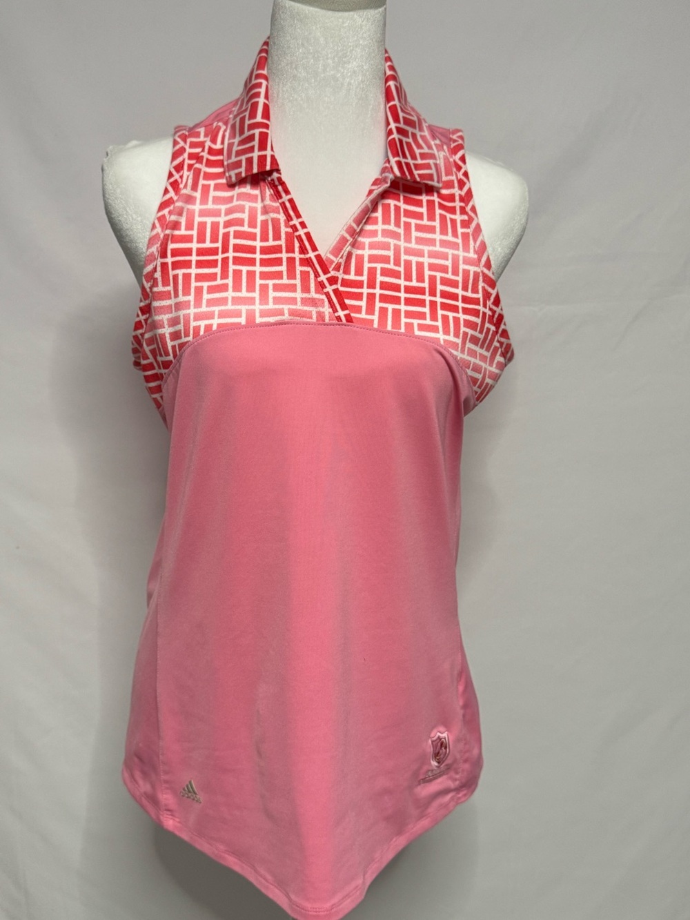 Adidas Climacool Pink Geometric Sleeveless Golf Polo M
